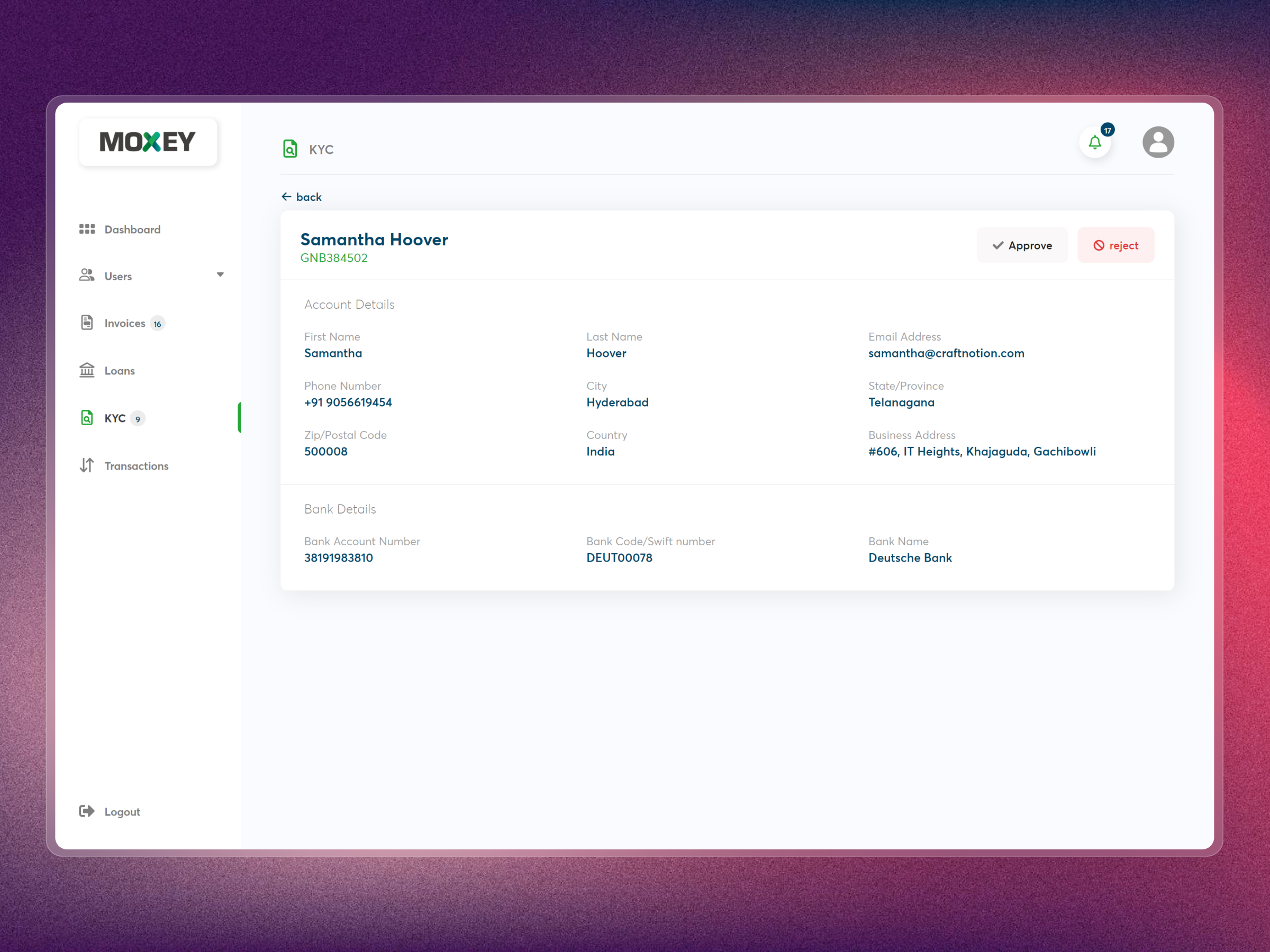 Moxey Invoice Discounting Platform | Craftnotion
