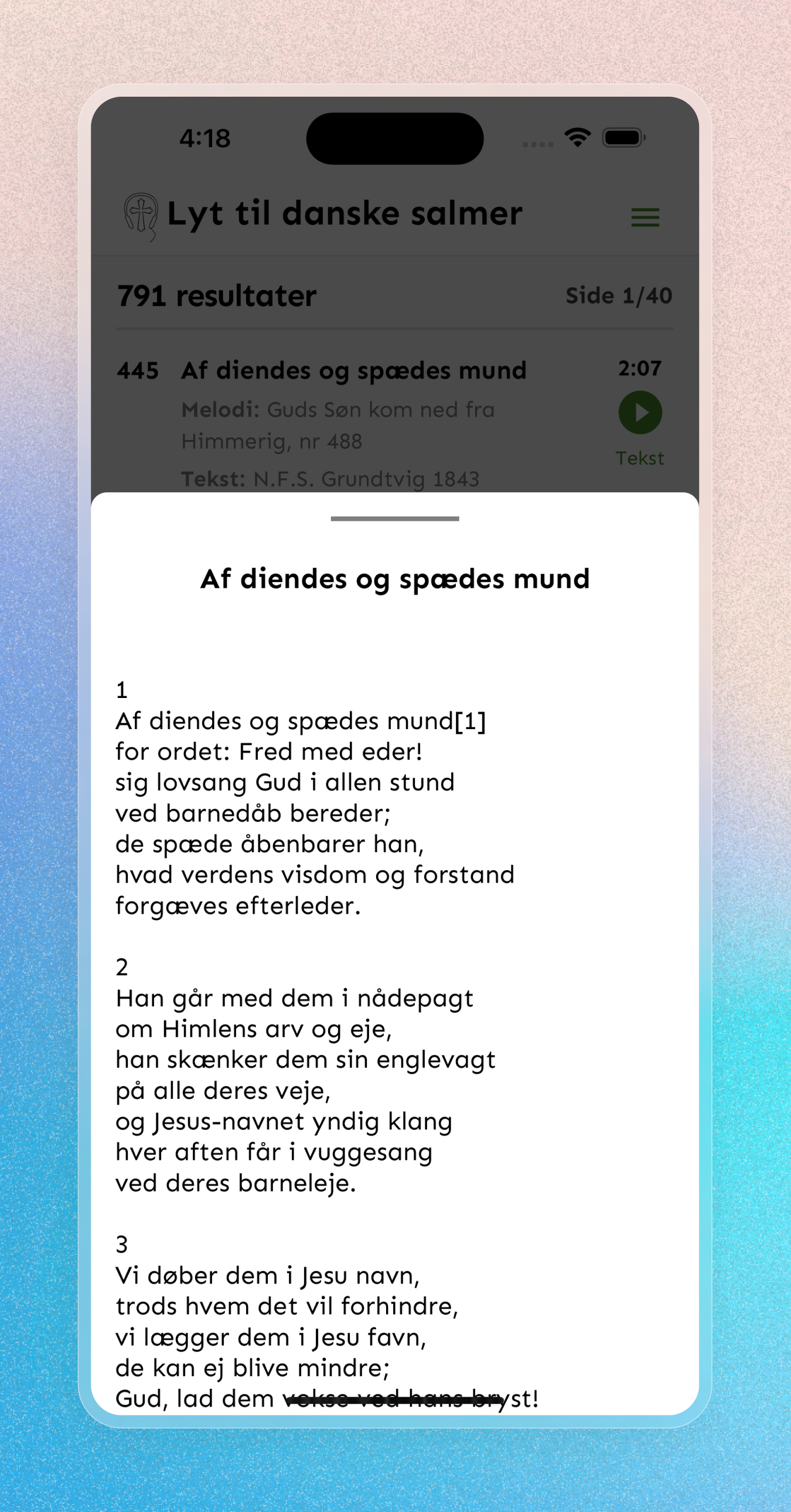 Lyt til Danske Salmer Mobile Apps | Craftnotion