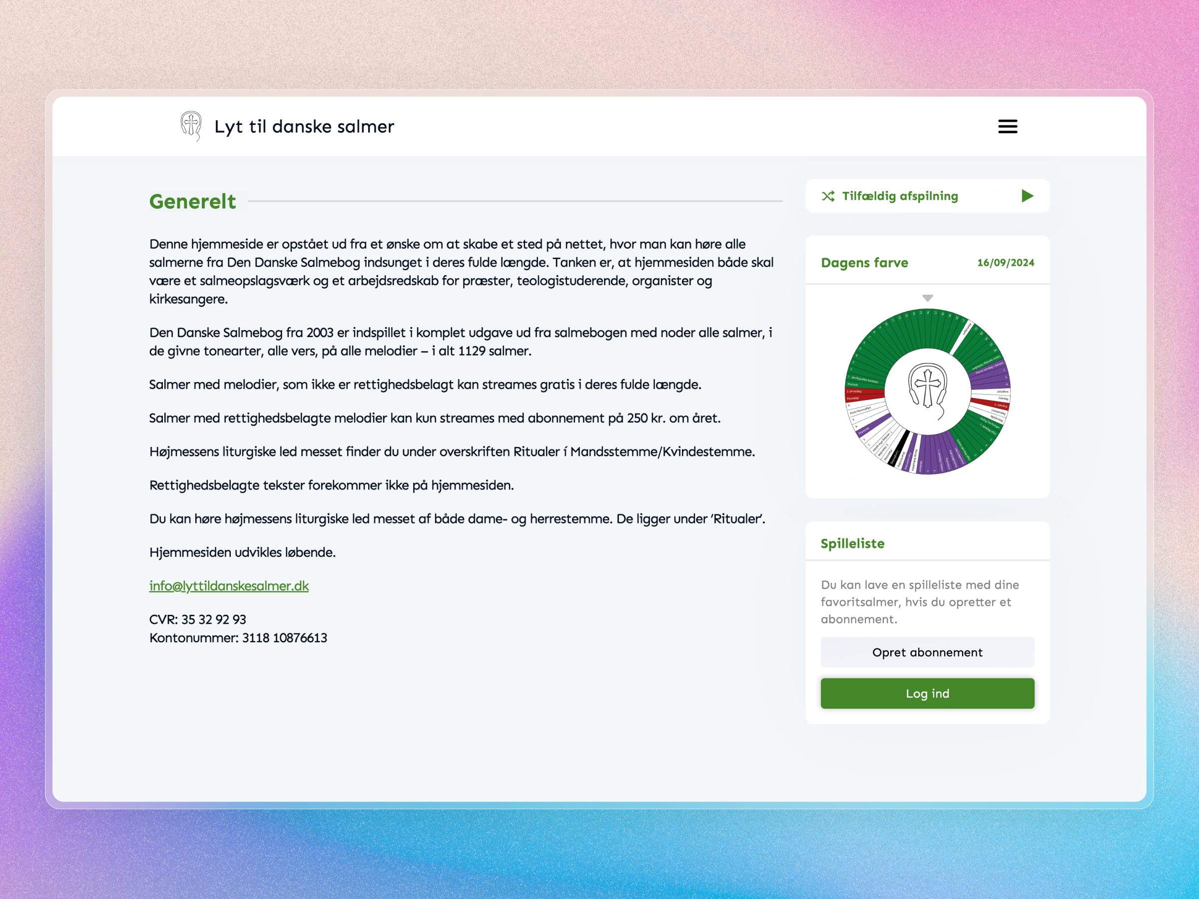 Lyt til Danske Salmer Website | Craftnotion