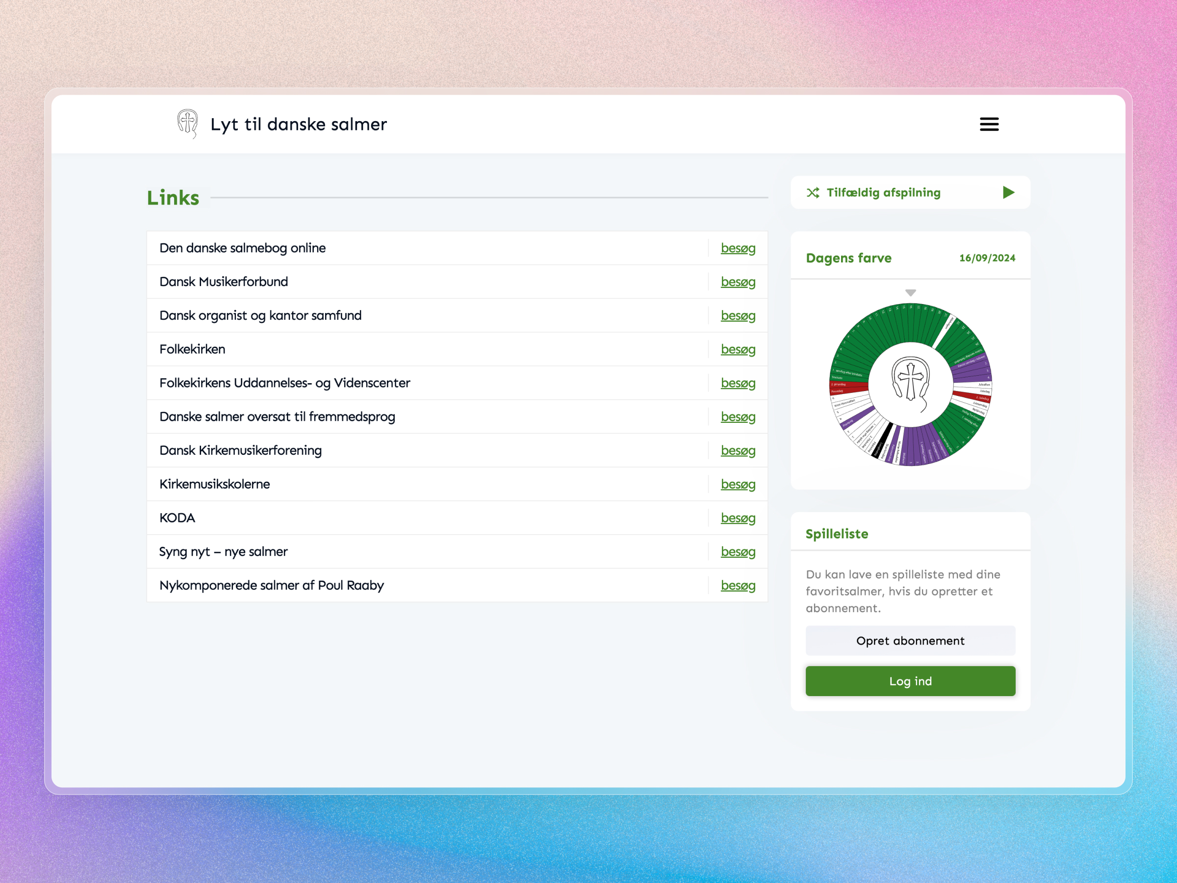 Lyt til Danske Salmer Website | Craftnotion