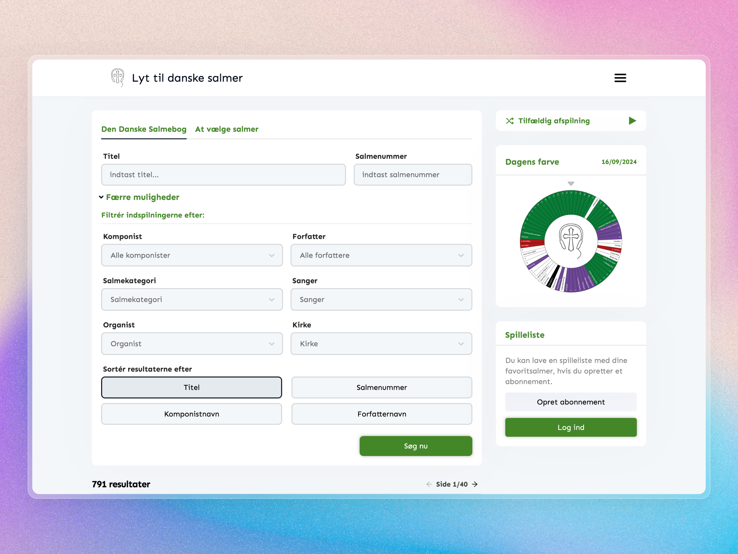 Lyt til Danske Salmer Website | Craftnotion