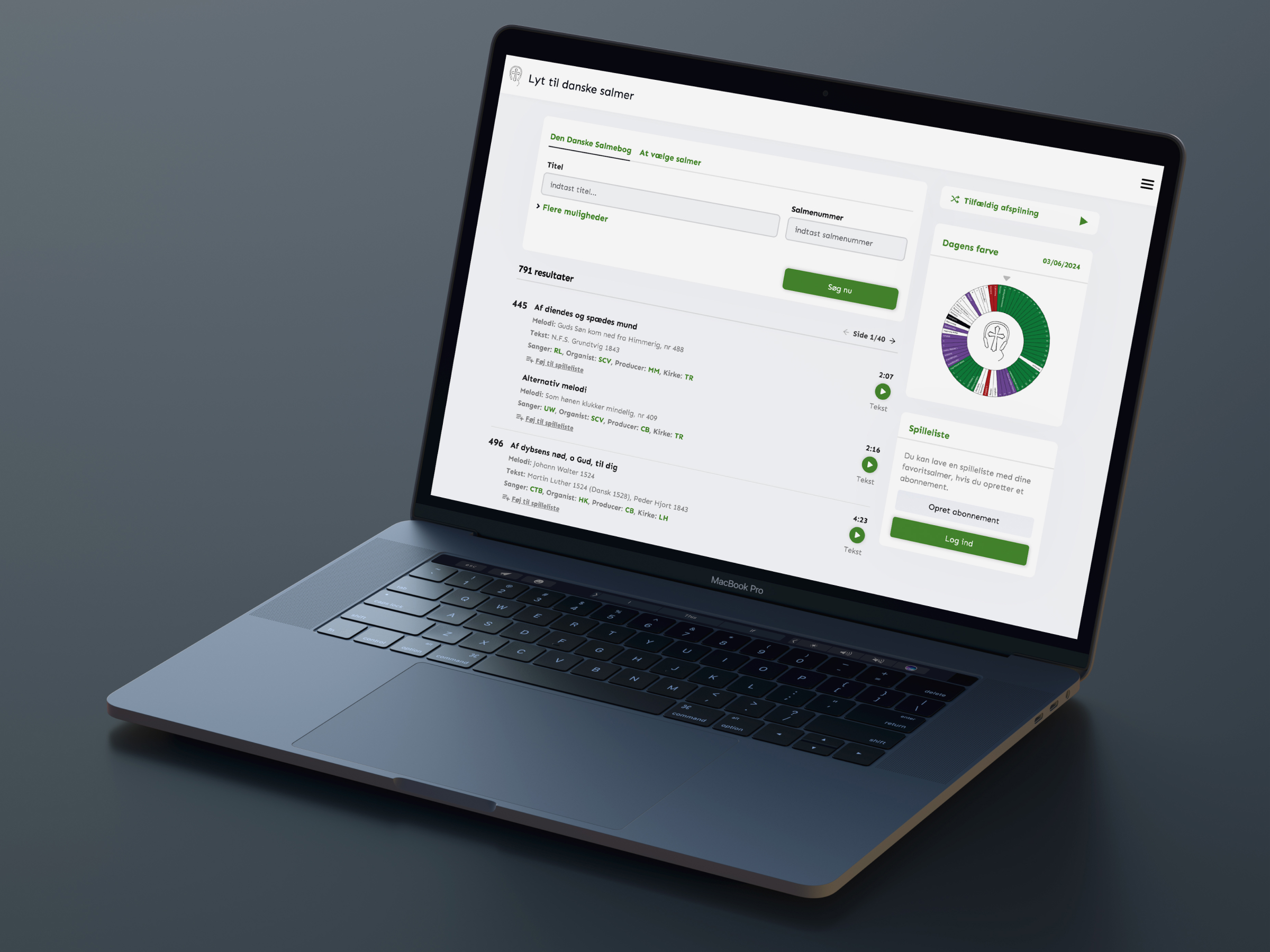 Lyt til Danske Salmer Website | Craftnotion