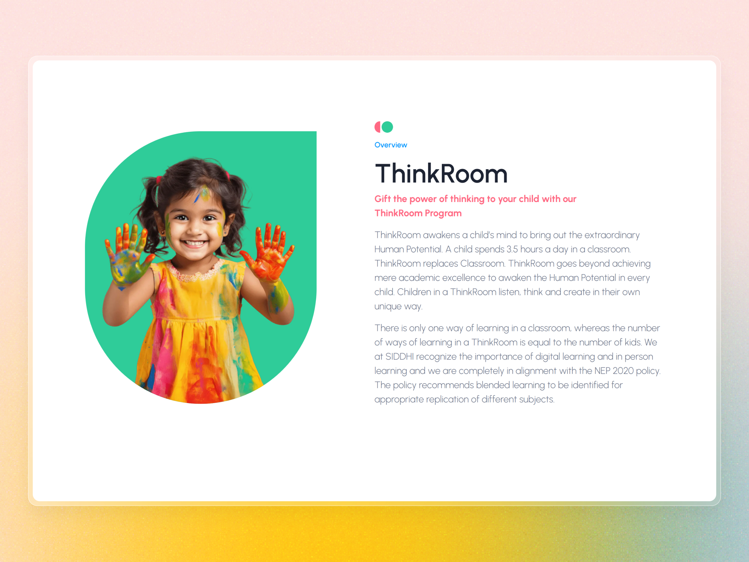 Siddhi Early Learning Center Website | Craftnotion