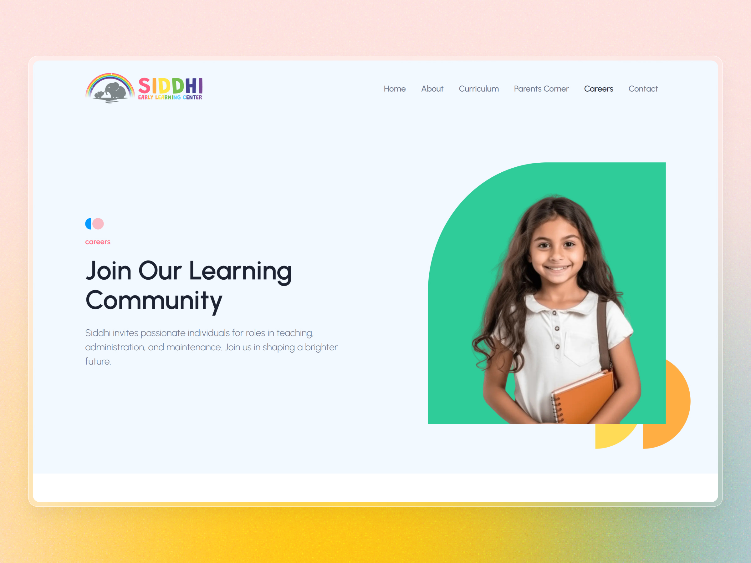 Siddhi Early Learning Center Website | Craftnotion