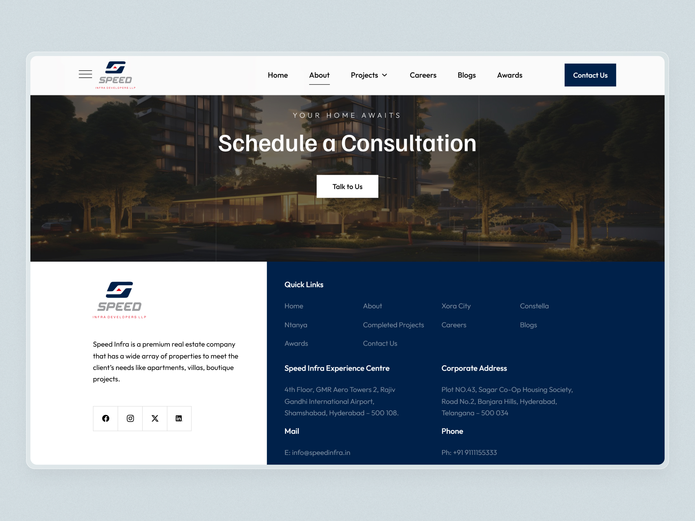 Speed Infra Real Estate Website | Craftnotion